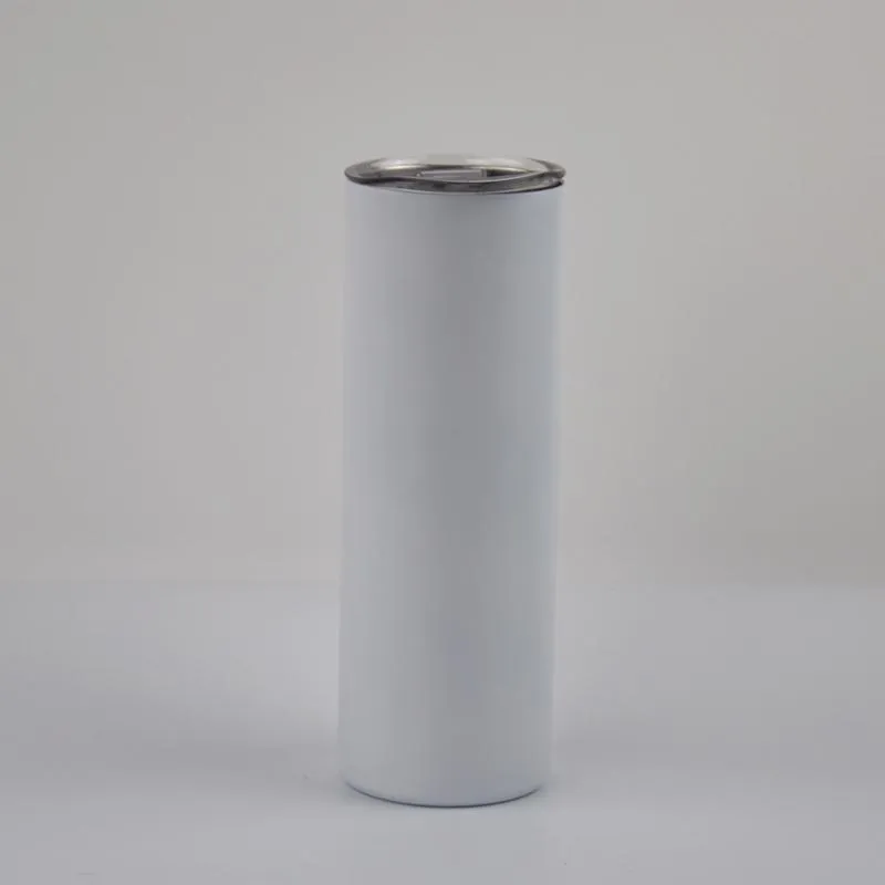 20oz Glow in the Dark  Straight Skinny Sublimation Tumbler w/straw - White