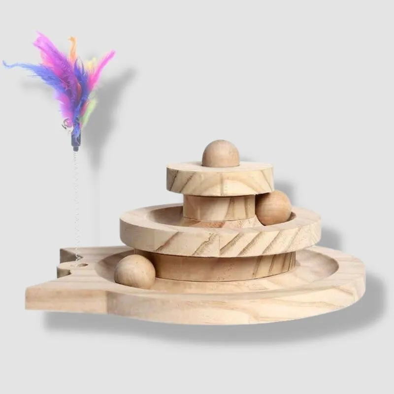 Interactive Wooden Tower Cat Toy