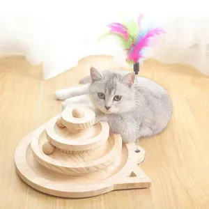 Interactive Wooden Tower Cat Toy