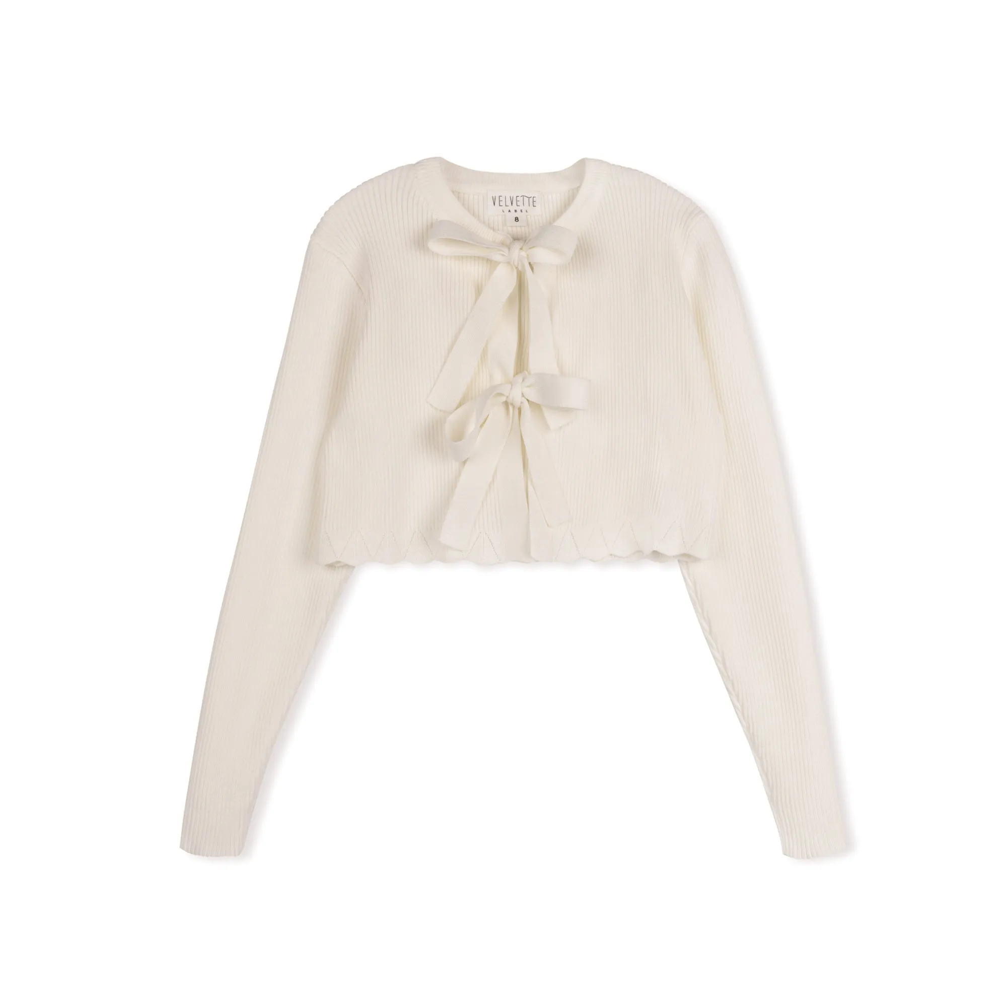 VELVETTE LABEL RIBBED TIE CARDIGAN
